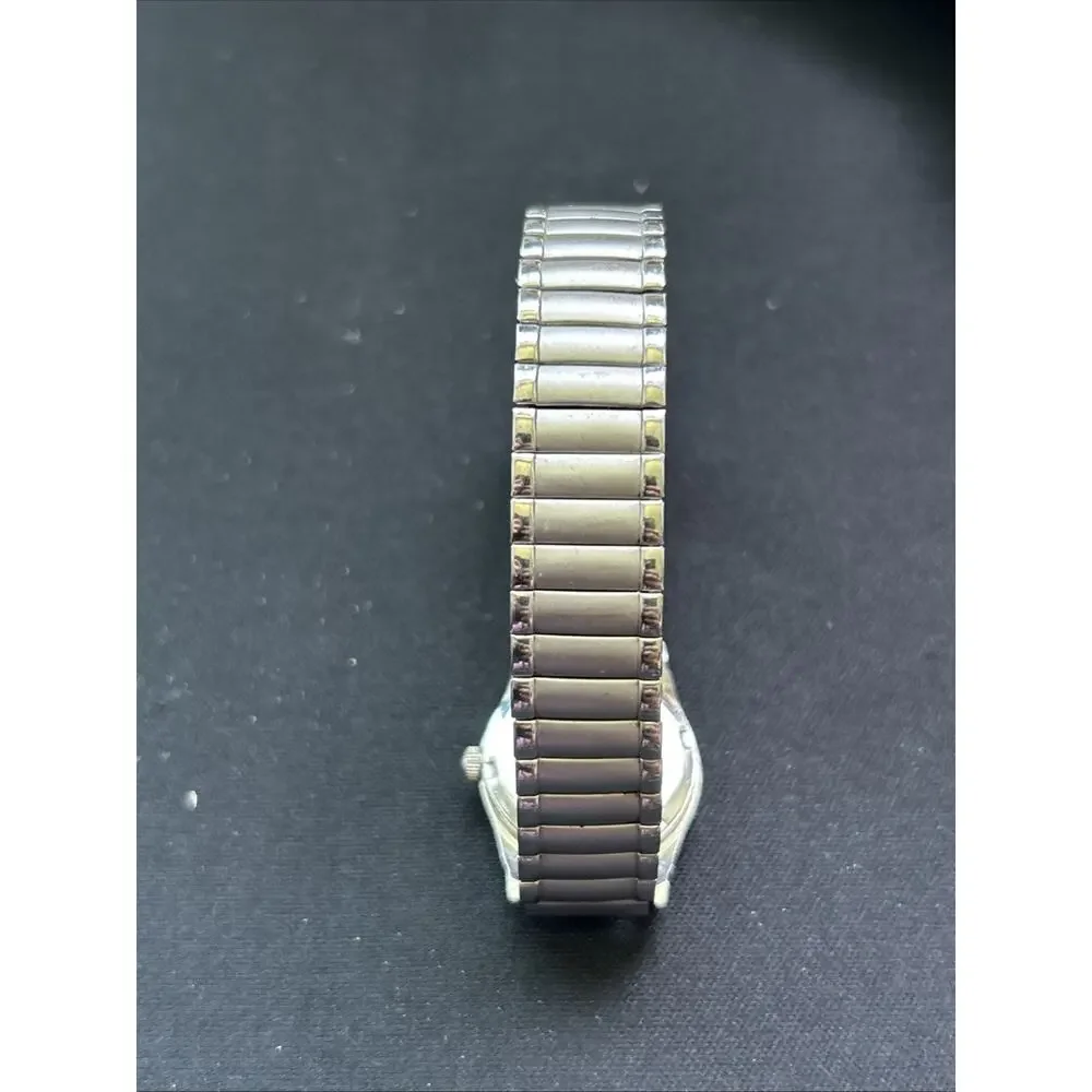 Silver Tone White Dial Women’s Stretch Band Quartz Watch